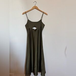 Banana Republic Olive Cutout Strapless Maxi Dress
